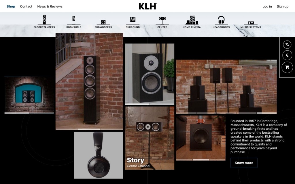 KLH Audio Website Homepage